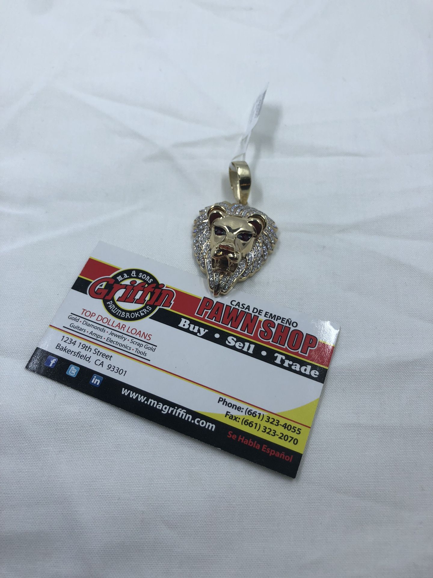 14KYG Diamond Lion Pendant