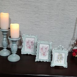 Beautiful New Set Of Picture Frames And Candlestick Holders 
