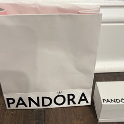 Pandora Small EMPTY White Jewelry Box And Bag (fits Small Charm)