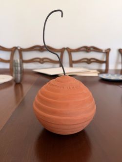 Terracotta Ball Ornament with Metal Hook
