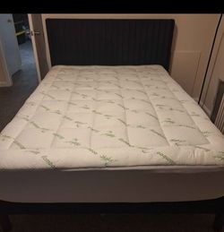 Bamboo Mattress Topper Queen bed and frame