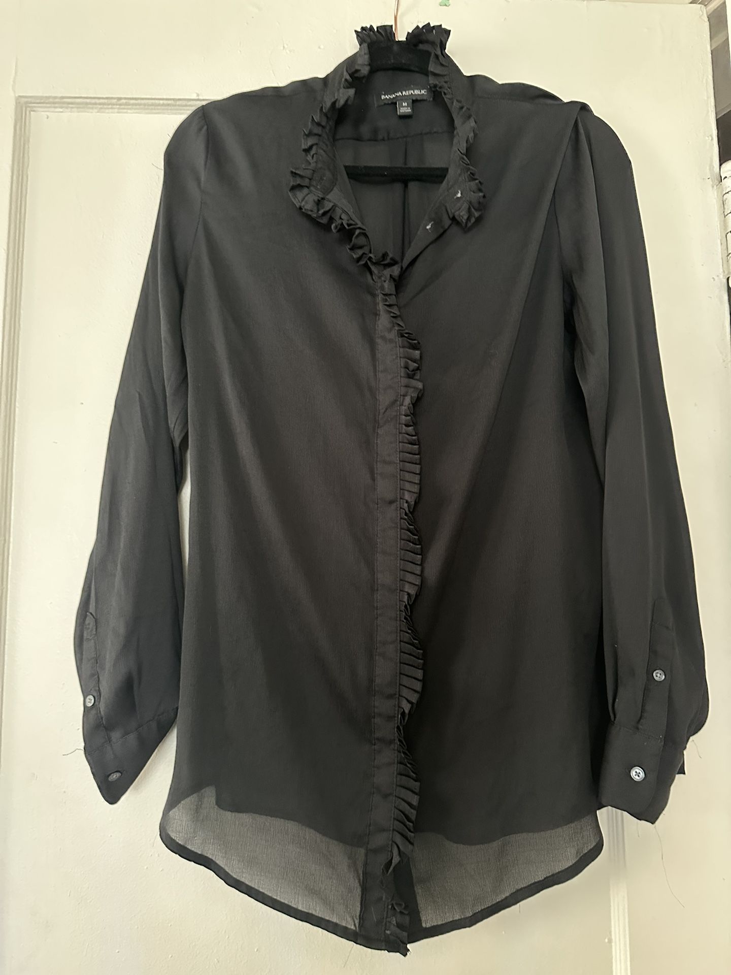 Banana Republic Black Ruffle Blouse