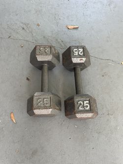 Pair of 25lb Cast Iron Dumbbells