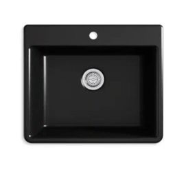 KOHLER Kennon Drop-In Neoroc Granite Composite 25 in. 1-Hole Single Bowl Kitchen Sink in Matte Black