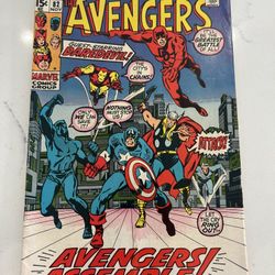 Avengers #82 1970 Marvel Comics  JOHN BUSCEMA DAREDEVIL COVER, VG+  Crease on the back cover, 
