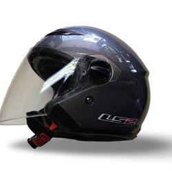 LS2 Adult Open Face Motorcycle Helmet Grey Size Medium 