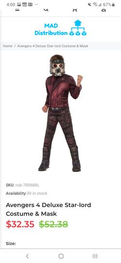 Avengers 4 Deluxe Star-lord Costume & Mask