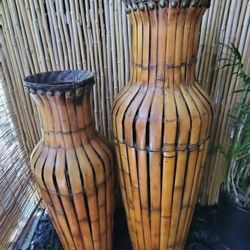 Bamboo Storage Bins Vintage 