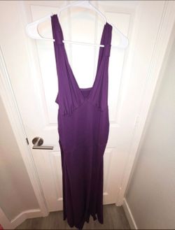 Women's Purple V-Neck Dress w/ Leg Slit Size 2XL