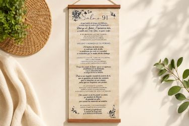 Psalm 91 Wall Hanging – Spanish Bible Verse Decor – Rustic Faith Home Dé