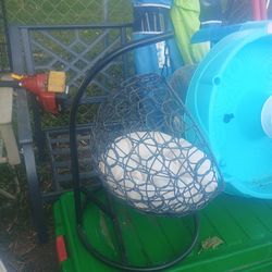 Metal And Wicker Swinging Chair For A Small Dog Or Cat 