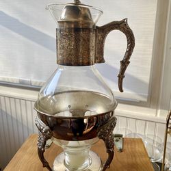 Antique Corning Glass and Silver Coffee Pot 