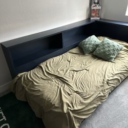 Twin Bed With Shelves And Mattress 