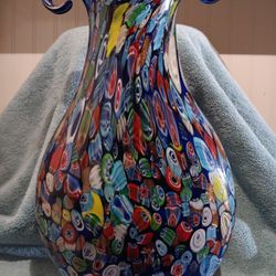 Murano Vase 13" Tall 21" Round Beautiful Condition No Chips Or Cracks 
