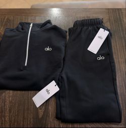 Black alo set sweat set quarterzip