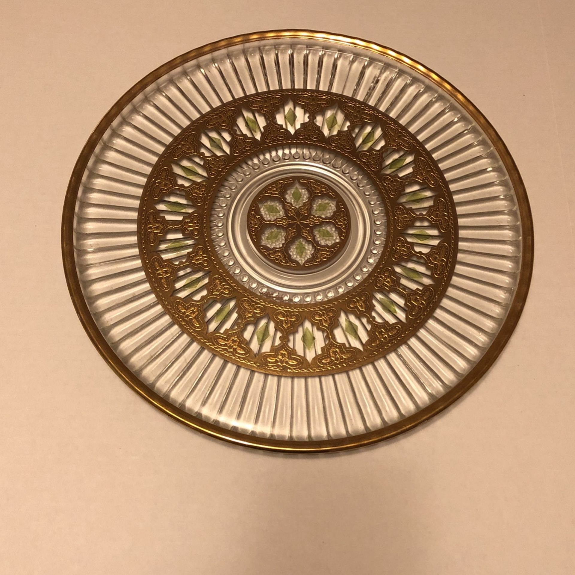 Vintage Culver Glass 14 K serving tray Perfect!