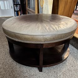Arhaus Leather Ottoman