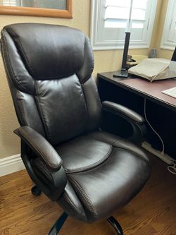 Brown, leather office chair