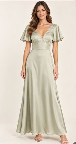 Sage Green Satin Flutter Sleeve Maxi Dress size 0