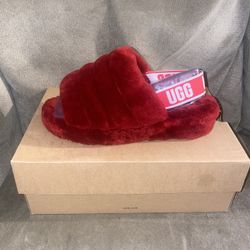 UGG Women's Fluff Yeah Slide Samba Red 