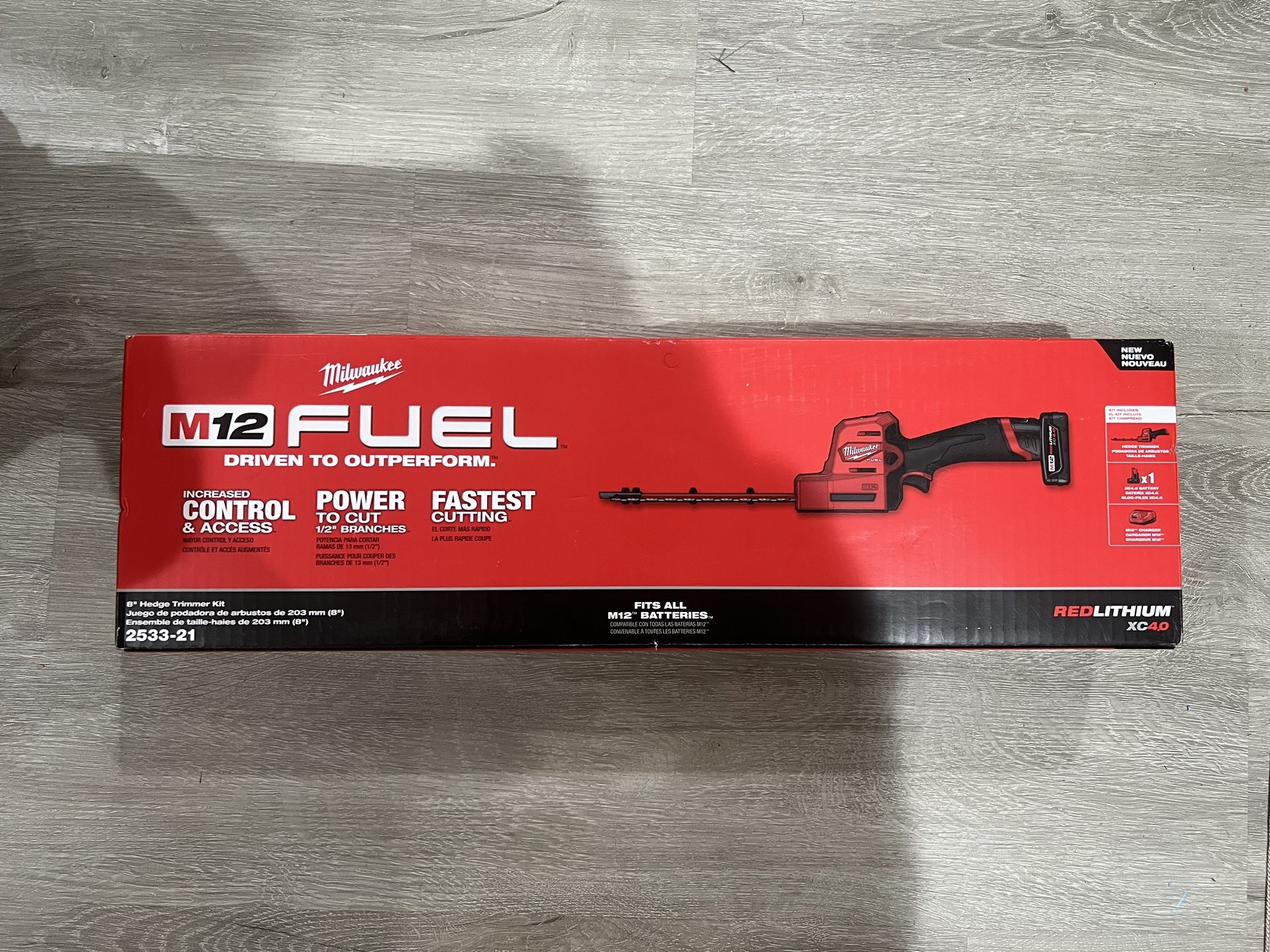 Milwaukee 8in Cordless Hedge Trimmer Kit With 4 Ah Battery And Charger