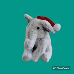 Wembley Ultra-soft Stuffed Push Toy Christmas Elephant  Wearing Santa Hat 8in