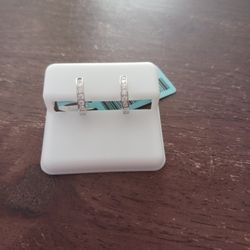 Sterling Silver Moissanite Huggies 