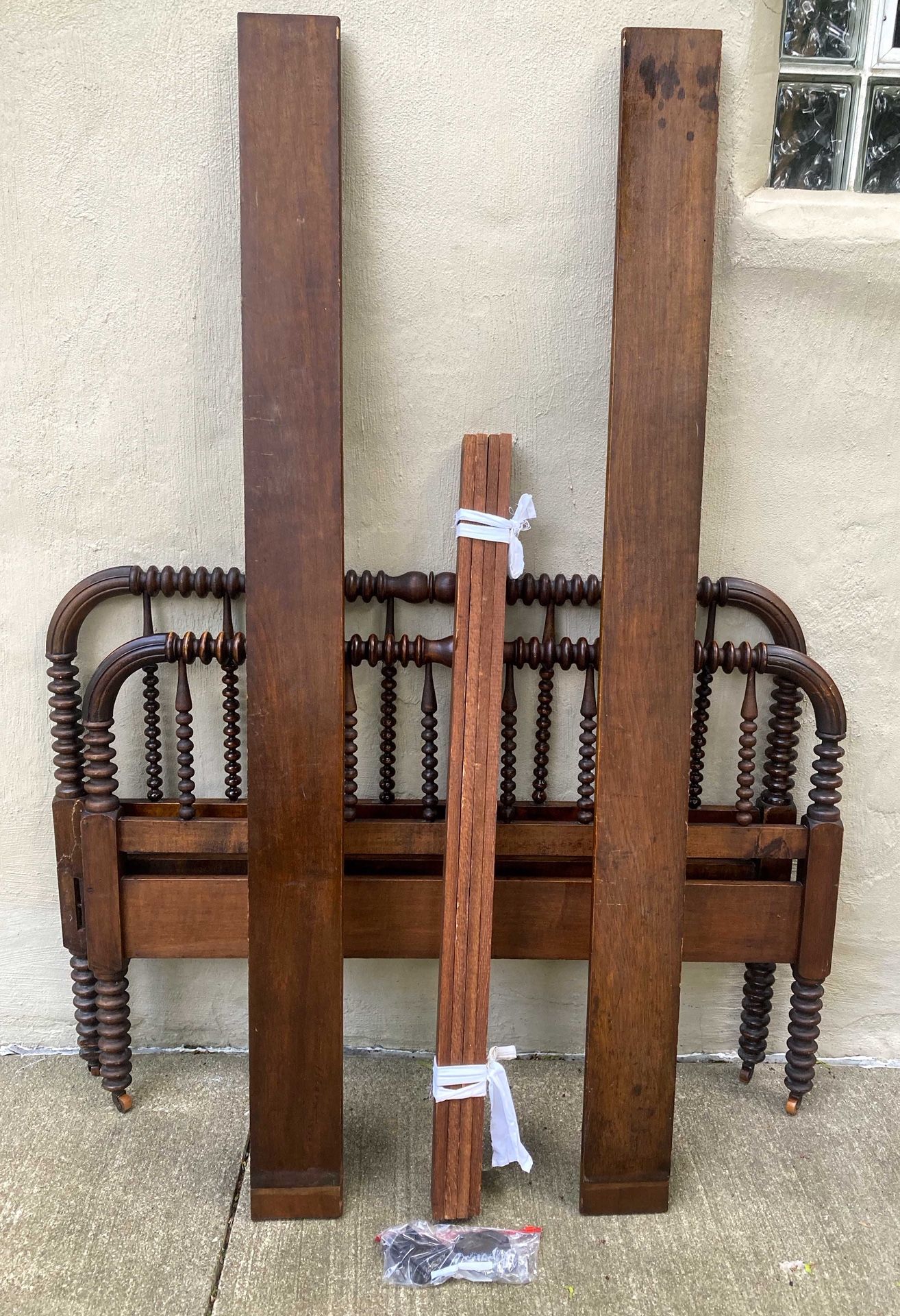 Jenny Lind Walnut Carved Spool Spindle Bed