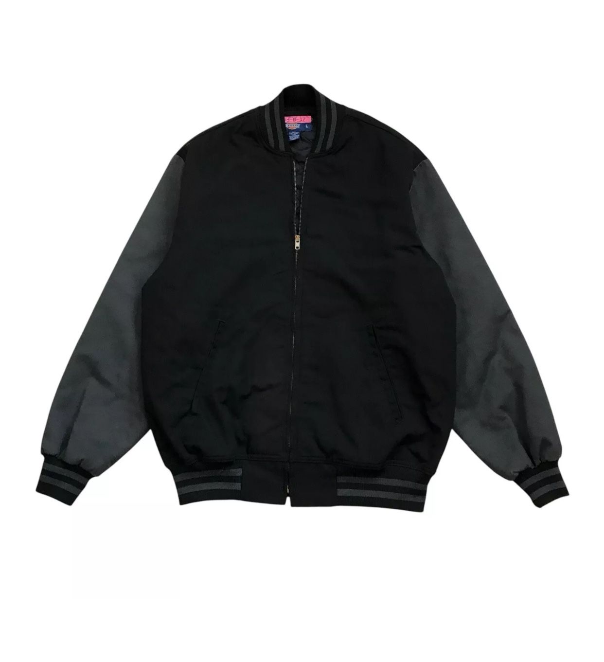 DICKIES EISENHOWER INSULATED JACKET LARGE L BLACK QUILTED COAT FULL ZIP VINTAGE