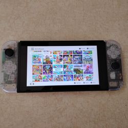 NINTENDO SWITCH V2 MOD with Clear Shell + 125 POPULAR SWITCH GAMES