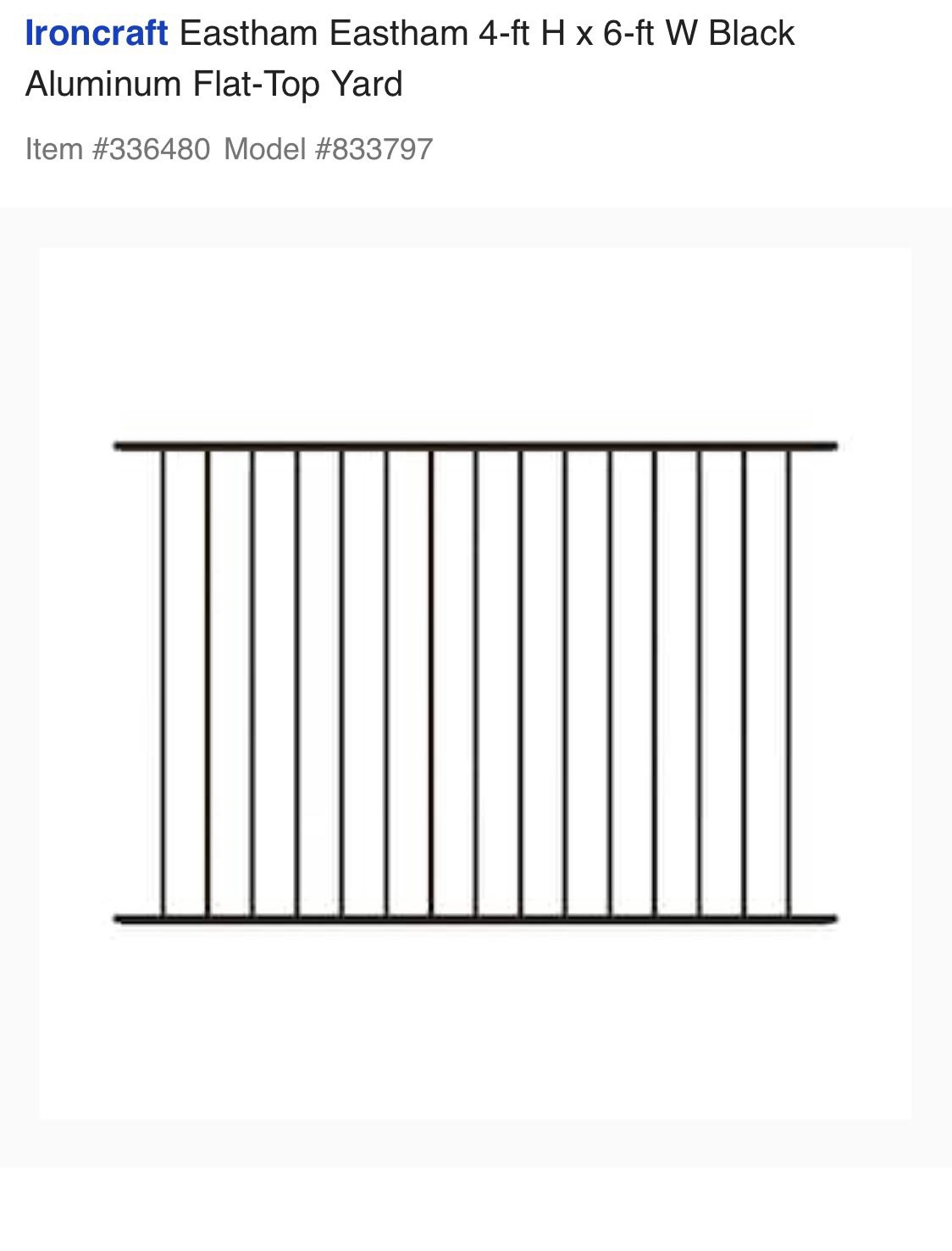 Black Aluminum Fence Panels 4ft H X 6ft W  