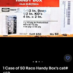 1 Case of 50 Raco Handy Boxes # 650