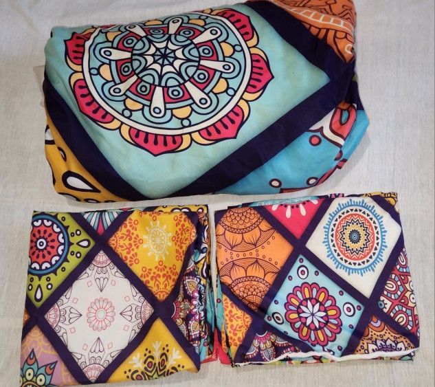 Colorful Bohemian Fitted Sheet and 2 Pillow Cases
