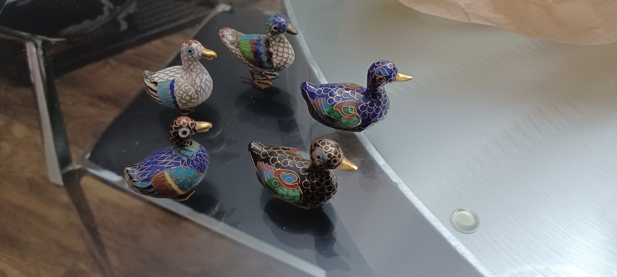 Six collectible glass ducks