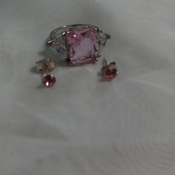 STERLING SILVER SET "" RING AND EARRING ""