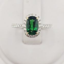 18k gold 1.14ct tsavorite and diamond ring