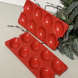 Tupperware Red Deviled Egg inserts Trays  