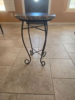 Beautiful solid custom made thick polished granite side table 1 1/4" thick, 16" round, 24" tall