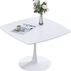 New in Box 42" Dining Table, Mid-Century Modern Tulip Table w/Matte White, Small Kitchen Tables w/MDF Top & Metal Legs, Modern Tables