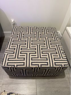 Doric Blue Fabric Accent Ottoman