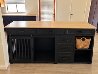 Large Dog Crate Furniture Console with Drawers