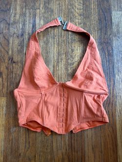 Windsor orange halter top with corset style back. Size S