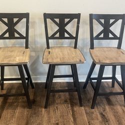 3 Counter Height Swivel Bar Stools – Heavy & Sturdy