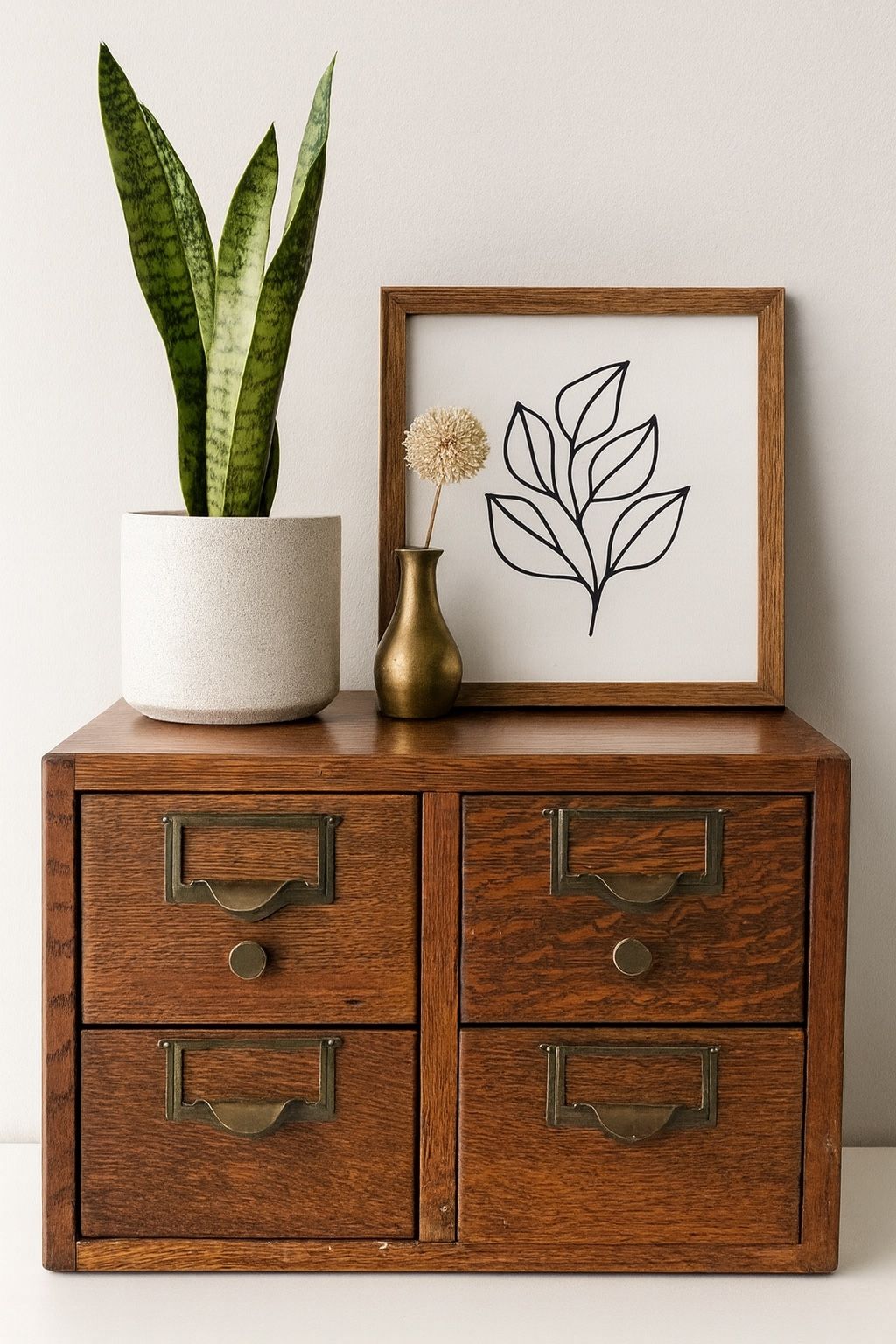 Antique Oak 4-Drawer Card Catalog Cabinet – Antique Library File