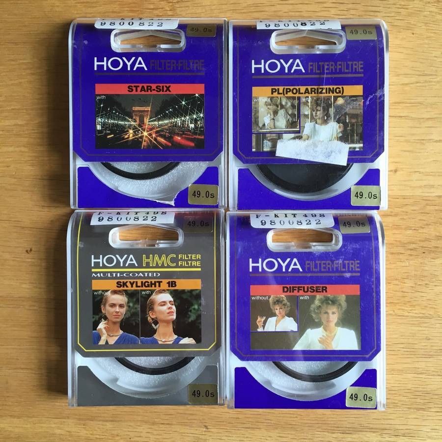 Lot of 4 Vintage Hoya 49.0s Photography Camera Lens Filters
