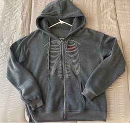 Juniors size XS rhinestone skeleton zip up hoodie