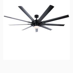 Fanimation Studio Collection Slinger v2 72-in Matte Black LED Indoor/Outdoor Ceiling Fan with Light and Remote (9-Blade) Item #795392Model #LP8147SLBL