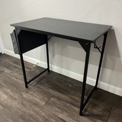 Simple Black Desk Small Metal Wood 