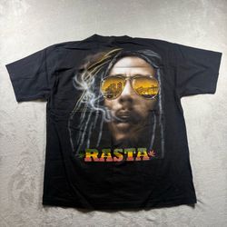 Vintage Bob Marley Shirt Men’s XL Black 90s Smoke Herb Zion Rap Tee 2001#5A