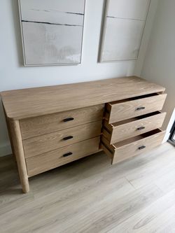 West Elm Hargrove 6-Drawer Dresser | Paid $2,100 | 66"w x 20"d x 33"h | White Oak | Delivery Avail.